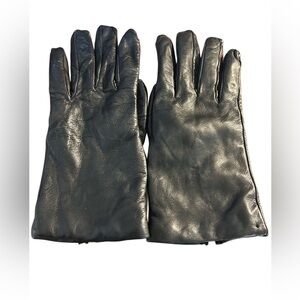 Black Genuine Leather Gloves Size 8 Lined Classic Winter